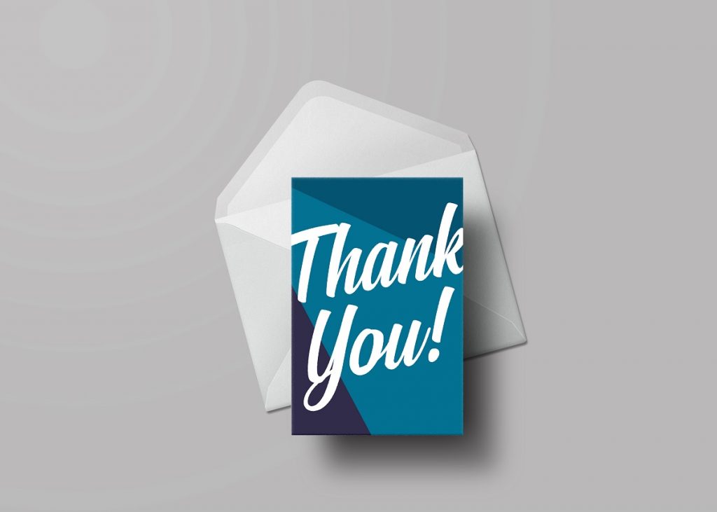 Greetings Card, thank you card, envelope